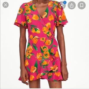 Zara trf Collection Floral Playsuit Tie Wrap Dress